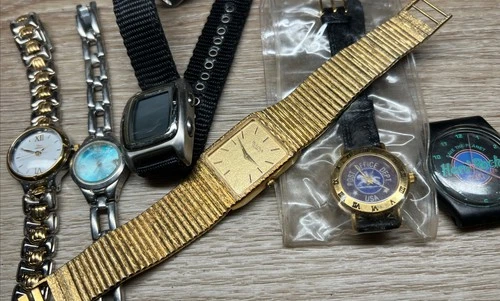 Vintage Watch Lot Bulova Timex Fossil Freestyle Hard Rock Cafe