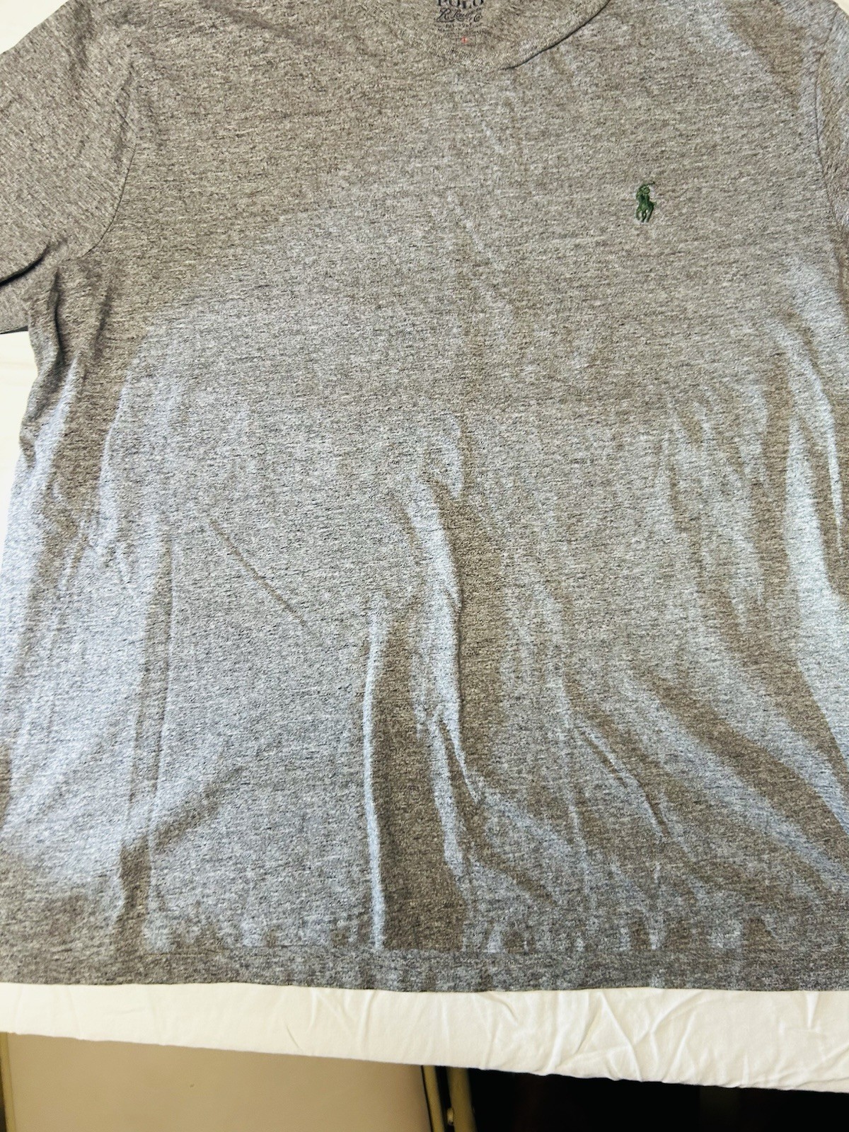 PONY Polo Ralph Lauren adulto grande grigia manica lunga girocollo 100% cotone RN41381