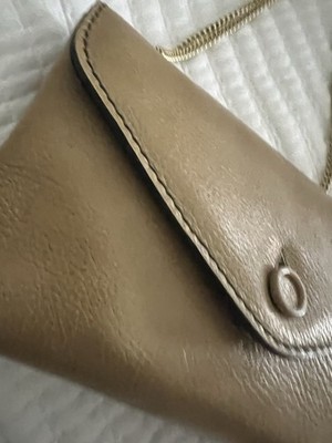 vintage Ronay leather flap crossbody/clutch purse Features textured brown/tan
