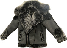 Jordan Craig Kids EL Jefe Shearling Moto Jacket Grey sz 7