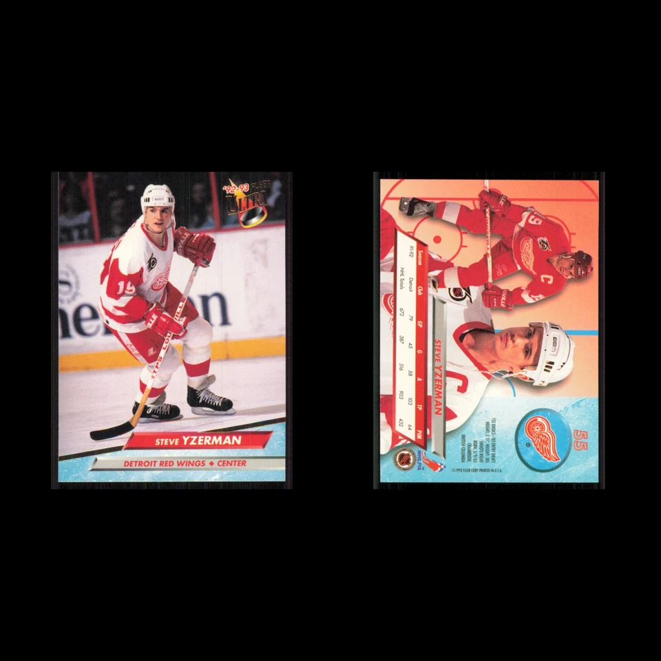 Steve Yzerman #55 1992 Fleer Ultra Detroit Red Wings Hockey Card NHL NM - Image 3 of 3