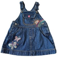 OshKosh B gosh Size 12 Months Skirterall Overall Vestbak Butterfly Rainbow Y2K