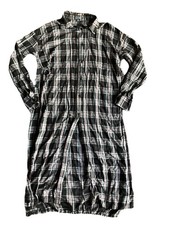 Fashion Nova “Not Plaid At It Maxi Shirt” Dress Long Flannel Black White Sz Sm
