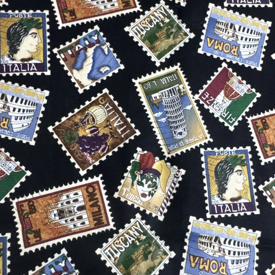 Estampillas postales de tela de algodón tesoros atemporales manualidades para acolchar 1 yarda Foto 2 de 4