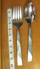 Dansk Origami Frost stainless Korea LARGE 10 in. serving spoon and fork RARE