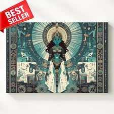Goddess Egyptian Symbolism Colored Vector Inspired Ancient Canvas Wall Art