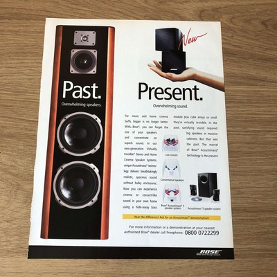 GERAHMTE ZEITSCHRIFTENWERBUNG 11X8 BOSE PRAKTISCH UNSICHTBARE LAUTSPRECHERSYSTEME