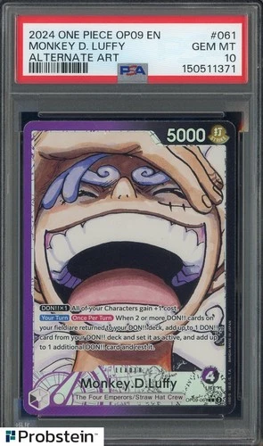 2024 One Piece OP09 EN #061 Monkey.D.Luffy Alternate Art PSA 10 GEM MINT
