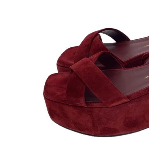 Salvatore Ferragamo Red Suede Platform Strappy Sandals [Size6.5/VG