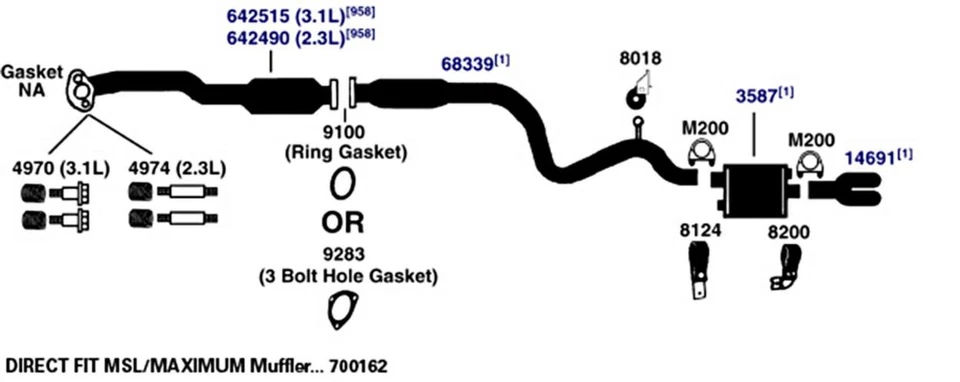 Junta de brida de tubo de escape para Honda Pilot 2013-2015 Foto 3 de 4