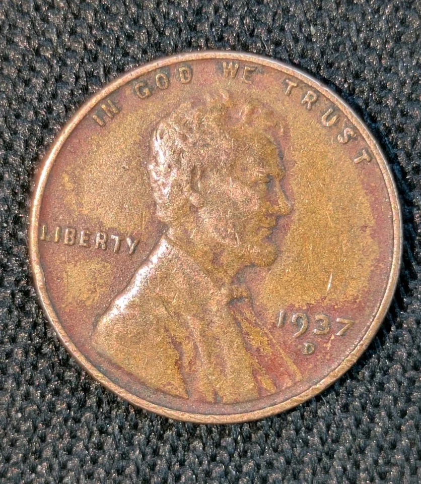 1937-D 1c Wheat Cent Red Copper Toned Super Fine For Year - Image 2 of 4