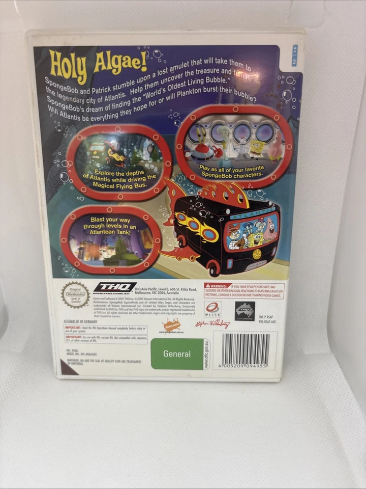 Bob Esponja Atlantis SquarePantis (Nintendo Wii, 2007) - CIB, Completo con Manual Foto 3 de 3