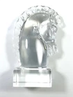 Signed Steuben Crystal Horse Head Sculpture Figurine Equestrian Art Glass