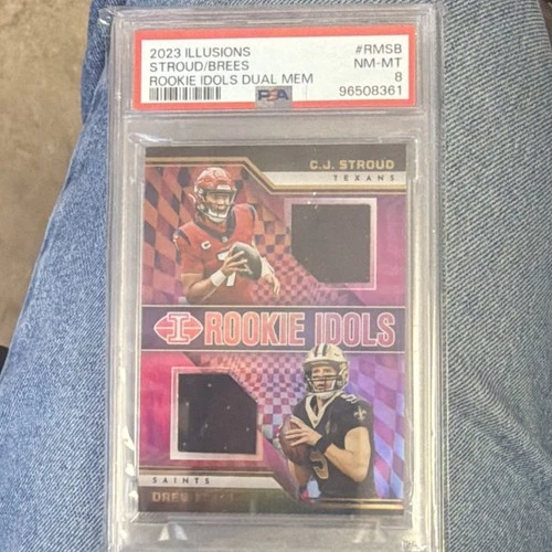 Panini 2023 Illusions Rookie Idols Dual Mem C.J. Stroud/Drew Brees RM-SB PSA 8