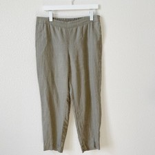 Eileen Fisher 100 Organic Linen Cropped Pant Neutral Size Petite Medium Luxury
