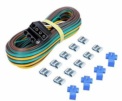 Trailer Wiring Harness Kit 4-Way Wishbone Y Style 18AWG Pure Copper Core Wire