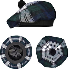 Scottish Hat Tam O Shanter Scottish Bonnet Tartan Hat P.V Tartan Polyviscose W