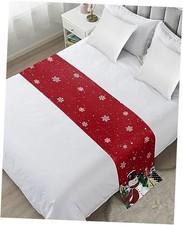 Christmas Bed Runners for Queen Size Bed, 83"x20" for Queen Bed Red Snowman