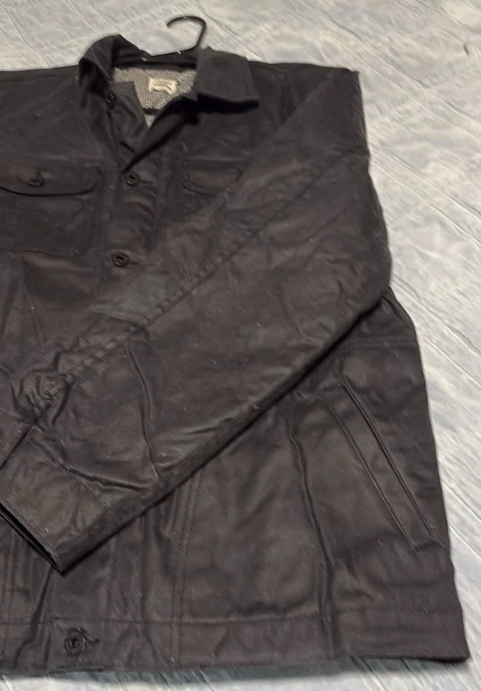 Flint And Tinder Waxed Rancher Jacket Black Button Up Flannel Lined Men Large - product detail image 4