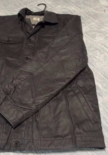 Flint And Tinder Waxed Rancher Jacket Black Button Up Flannel Lined Men Large image 4