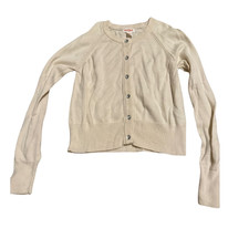 Cat  Jack Girls 7/8 Yvory Long Sleeve Rhinestone Button Front Cardigan Sweater