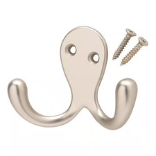 J-Hook Robe/Towel Hook Double Hook in Satin Nickel