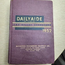 Daily Aide Journal 1952 Maroon Gold Planner, Vintage