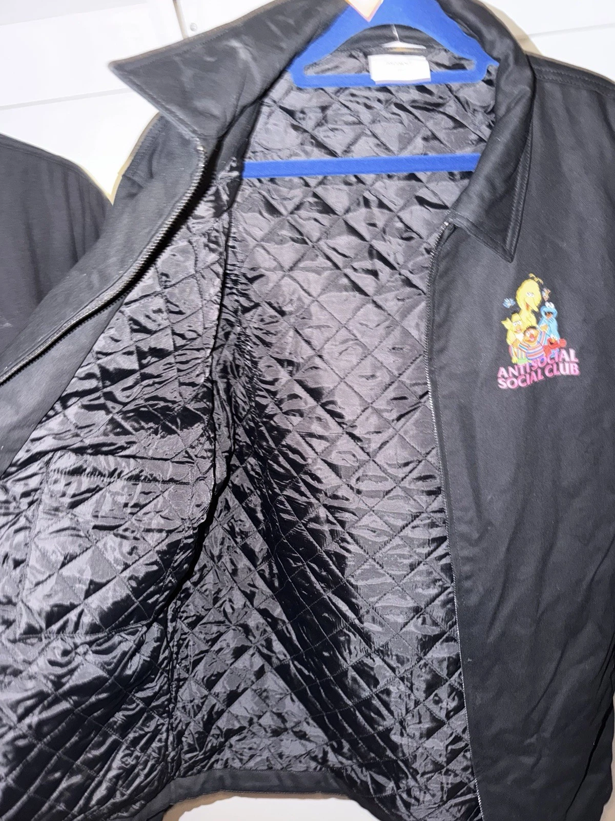 Anti Social Social Club X Sesame Street Men's 2XL Black Zip Jacket Logo Lined image 3