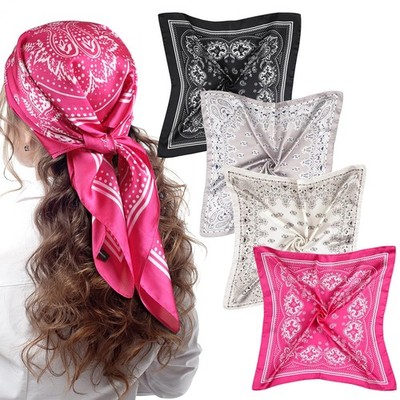 4 PCS 27 Inch Square Silk Bandana Satin Head Scarves For Women Neck Hair