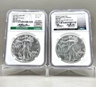 2024 & 2025 Silver Eagle 1st Star & Eagle Privy Marks NGC MS 70 Signed Labels