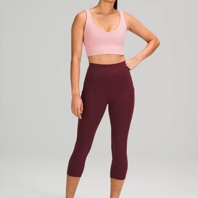 Lululemon Align Reversible Bra Pink White Nulu Light Support Yoga LW2CYOS Size 8