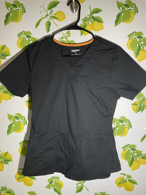 Scrubstar Womens Scrub Top Core Essentials Sz S Black V-Neck
