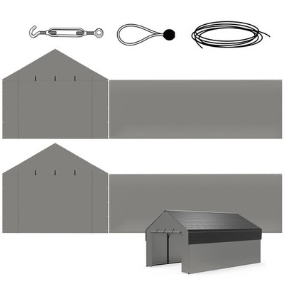 12x20 FT Metal Carport Replacement Kits Grey (No Frame No Cover) | 2 Pack Sid...