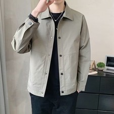 Lapel Jacket Men's Loose Korean Style Outwear Coat Thin Fitted Cargo Top
