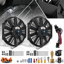 2x 10 12v Push Pull Racing Slim Electric Radiator Cooling Fan Wrelaymount Kit