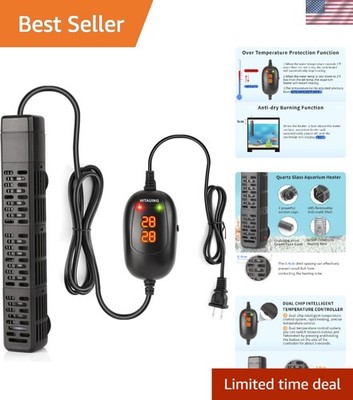 Explosion-Proof Quartz Glass Aquarium Heater - 200W with Digital Display Control