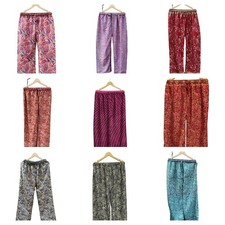 5 Pcs OF Indian Silk Sari Floral Printed Boho Gypsy Palazzo Pants Trousers