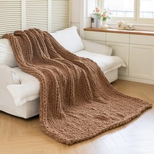 Chunky Knit Blanket - Luxury Soft Cozy 40 50 Throw Blanket,100 Woven Blank...