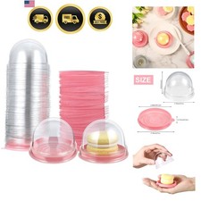 Mini contenedor para magdalenas de plástico transparente de 50 piezas, mini caja para magdalenas domo manguito...