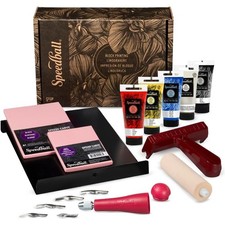 Deluxe Block Printing Kit-Includes Inks Brayer Bench Hook Lino Handle andCutters