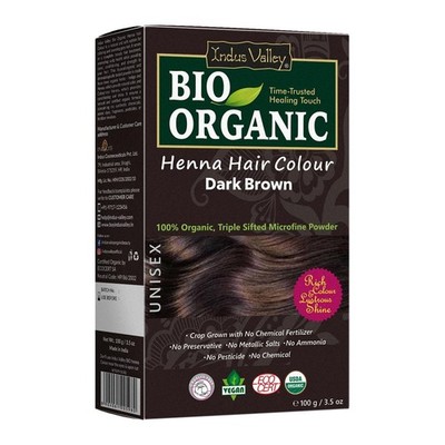 INDUS VALLEY 100% Organic Henna Hair Color Dark Brown Nourishes and Moisturizes