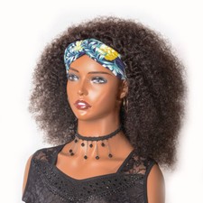 22" Curly Headband Wig for Women Brazilian Kinky Curly Wig Afro Human Hair Wigs