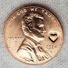 2025 Lincoln Shield 1C Cent Penny Love Heart Counterstamp Gift Lucky Coin