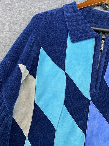 Suéter Johnny Blaze DE GRAN TAMAÑO Vintage Años 90 100% Acrílico Azul Para Hombre Talla XXL - Imagen 11 de 12