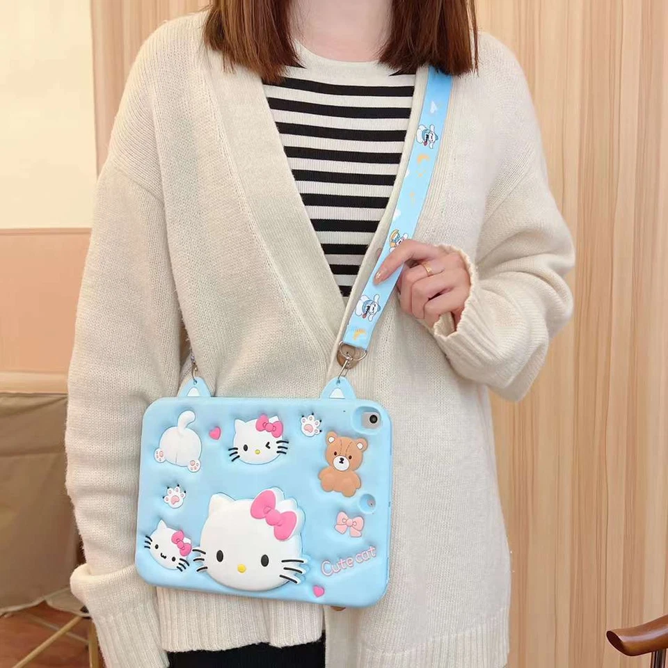 Shockproof Kitty Silicone Case For iPad 7/8/9/10th Gen 10.2 10.9 Air With Straps - Image 4 of 4