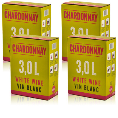 Neon Chardonnay, trocken, Bag-in-Box, sortenreines Weinpaket (4x3,0l)