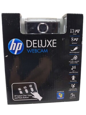 NEW Sealed HP Deluxe Webcam KQ246AA 8MP USB 5X Digital Zoom PC Computer  Filters