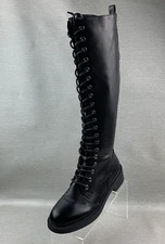 Zigi Soho Konnie Boots Black Knee High Round Toe Lace Up Zip Lined Size 9
