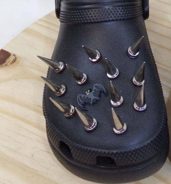 Crocs Womens Platform Slip On Clogs Spikes Punk Rock Heavy Metal Black