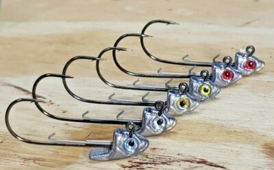 Pack Unpainted/Swimbait Jig Heads with 3D Eyes (1/4 to 1/2oz